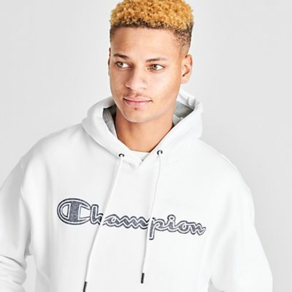 Champion NWT Powerblend Script Logo White Hoodie - Picture 3 of 4